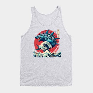 Shark Kaiju Japanese Vintage Sharkzilla Great Wave Tank Top